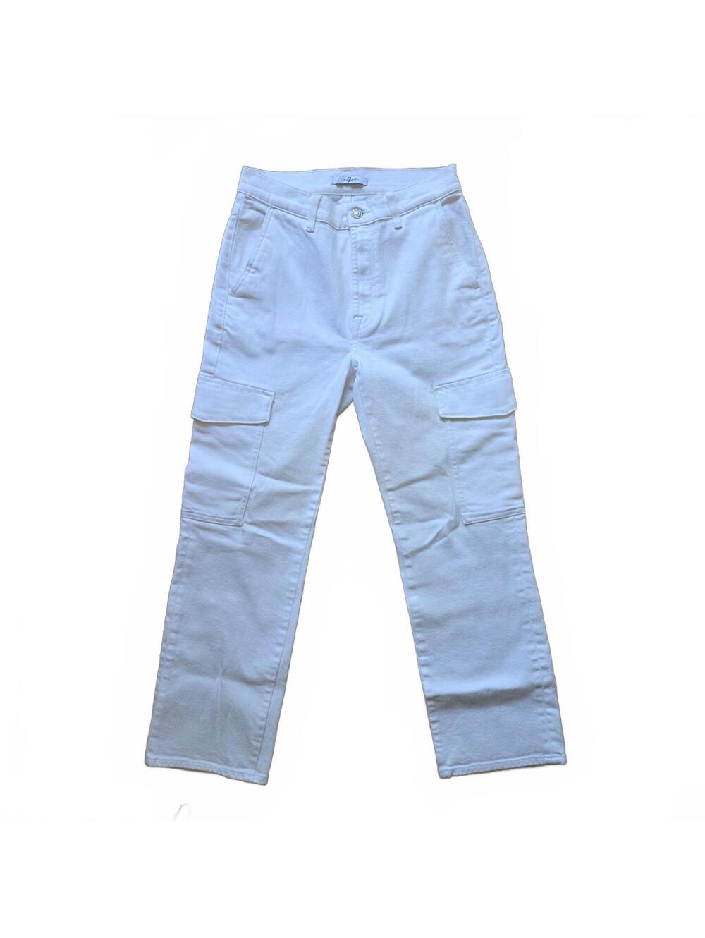 7 for all Mankind Women’s Size 27 CARGO LOGAN Bull Denim Bright White